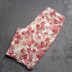 Gloria Vanderbilt Womens Bermuda Jean Shorts 18 High Rise Floral Print Stretch